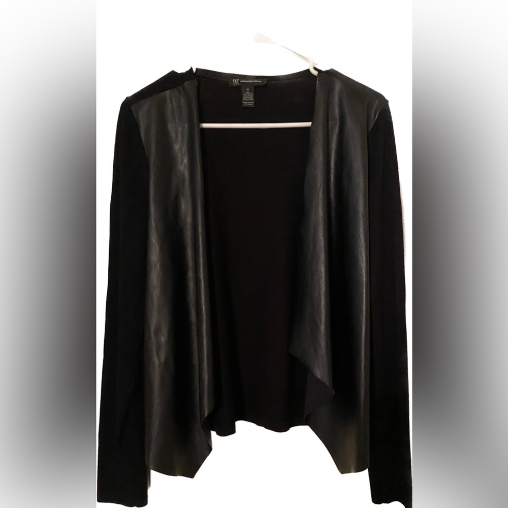 I.N.C Women’s Front leather cardigan. Size M, like new.